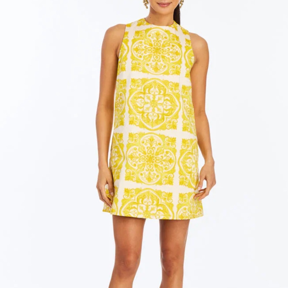 NWT Mestiza New York Fiona Convertible Reversable Yellow Tile Print Mini Dress
